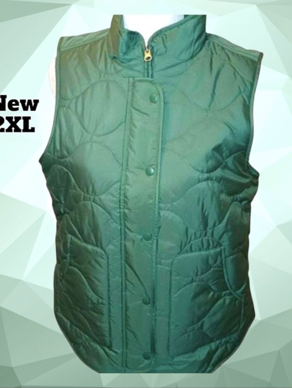 2XL NWOT Sage Green Quilted Fleece Lined Vest